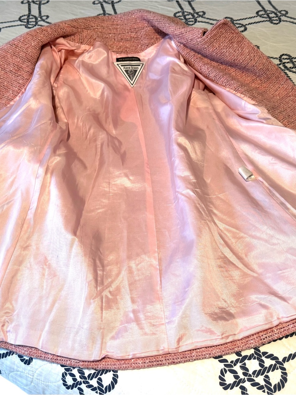 Marvin Richards Rose-Pink Double-Breasted Pea Coat - Picture 6 of 8